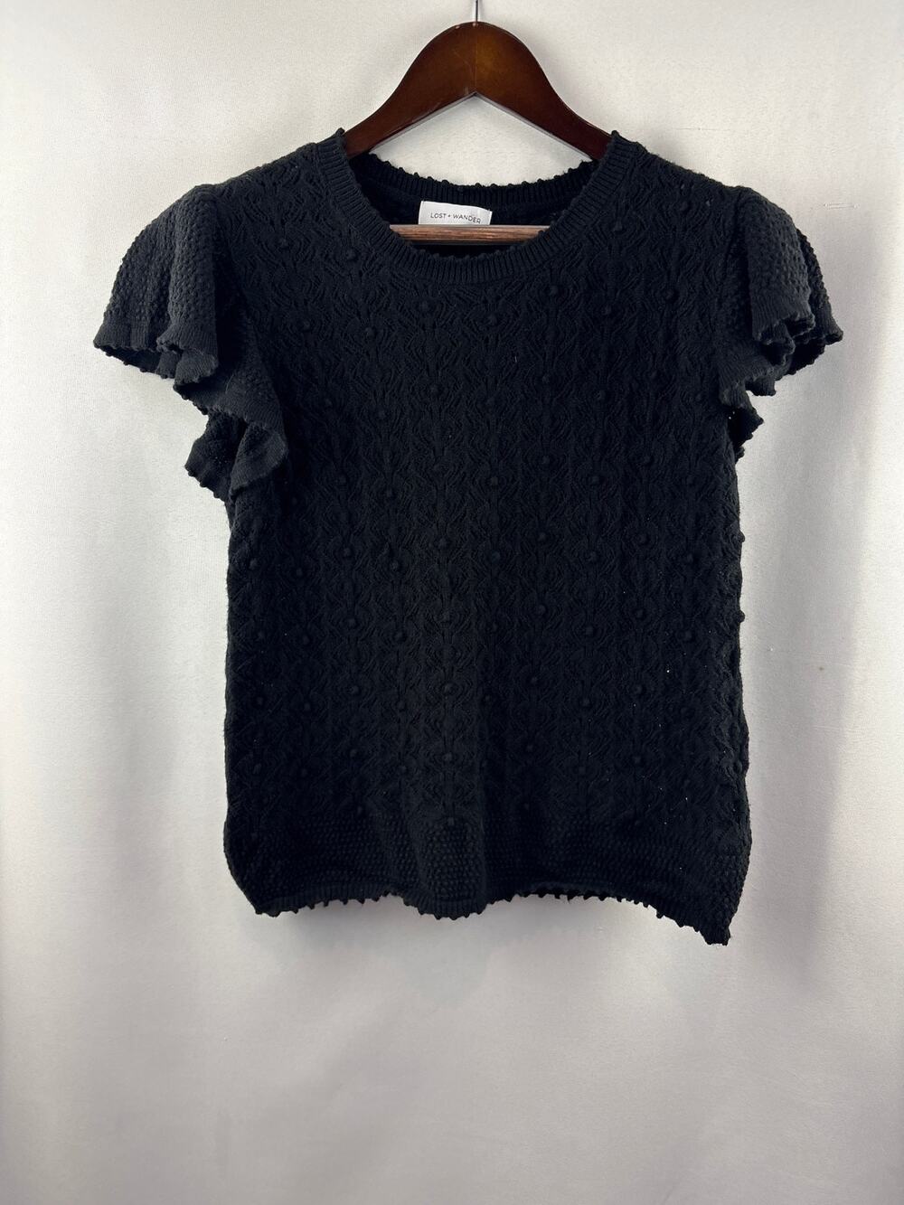 Women’s Lost + Wander Size M/L Black Knit Short Sleeve Blouse